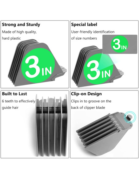 Peines protectores para clipper CR8GR8 8 piezas gris