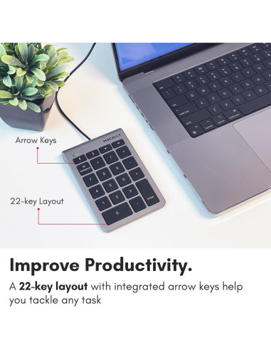 Teclado Numérico USB C Macally 10 Teclas Ergonómico