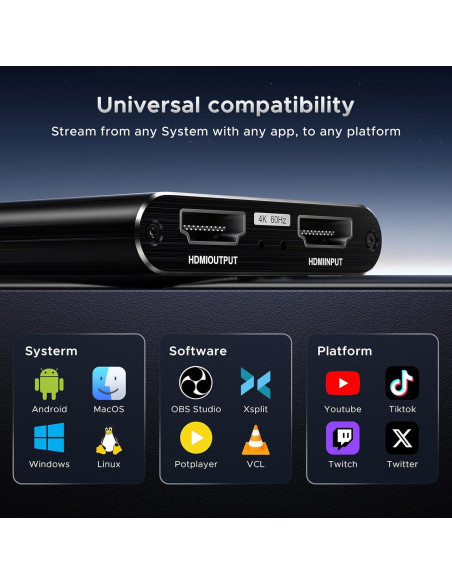 Tarjeta Captura Video XIIXMASK 4K HDMI USB 3.0 60FPS