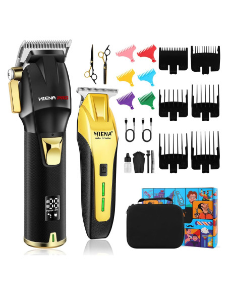 Kit de Barbero HIENA PRO Cortadoras Inalámbricas LED USB