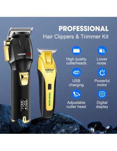 Kit de Barbero HIENA PRO Cortadoras Inalámbricas LED USB