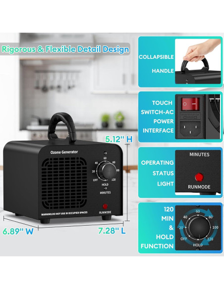 Generador de Ozono ODUOD 60000mg/h Purificador de Aire Generador de Ozono ODUOD 60000mg/h Purificador de Aire