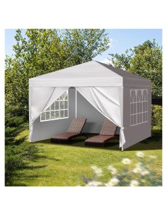 Carpa Plegable 3x3m Genérico Blanca con 4 Paredes Laterales