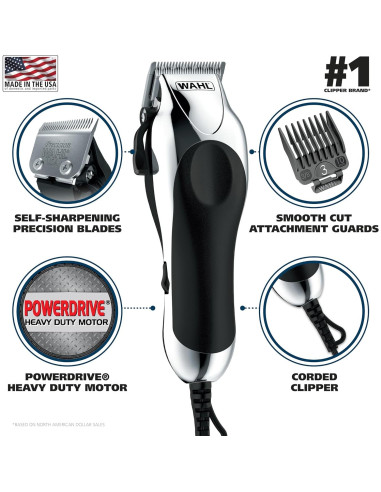 Cortadora de Cabello Wahl Chrome Pro 24 Piezas Plata