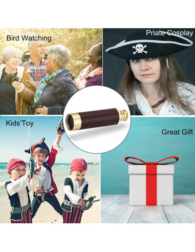 Monóculo Pirata 25x30mm Plegable de Latón para Aventura