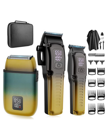 Juego de Cortapelos Zesuti 3 en 1 Inalámbrico Amarillo