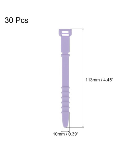 30 Piezas Bridas de Silicona Reutilizables uxcell 11.4 cm Lavanda
