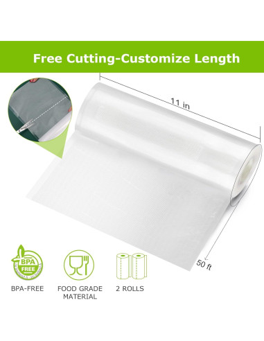 Bolsas de Sellado al Vacío Bonsenkitchen 2 Rollos 28x15m