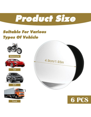 Espejos de Punto Ciego Yolev 4.9cm Autoadhesivos 6 Pcs