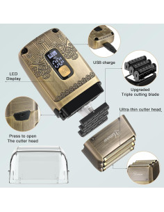 Cortadora de Cabello Hatteker HT-602 Inalámbrica 2 en 1 2