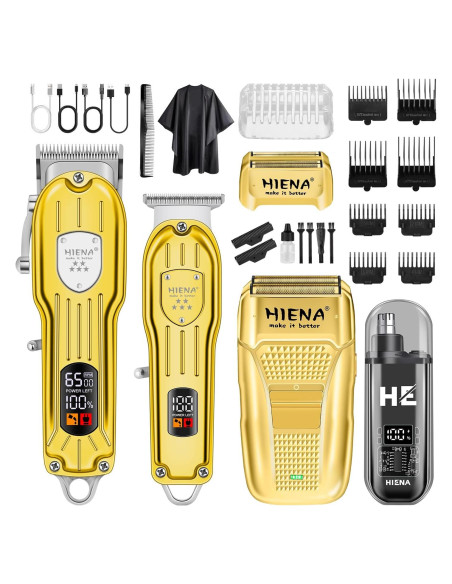 Kit de Cortapelos Profesional HIENA PRO Oro Inalámbrico