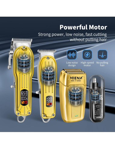 Kit de Cortapelos Profesional HIENA PRO Oro Inalámbrico