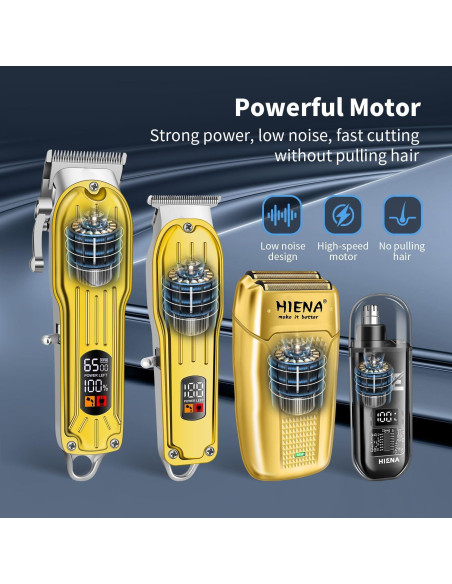 Kit de Cortapelos Profesional HIENA PRO Oro Inalámbrico