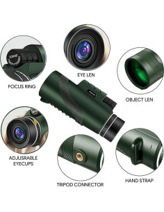 Telescopio Monocular AYRAVIIO 10x42 Verde Compacto 2