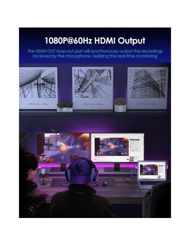 Tarjeta Captura Video LENTION V90 1080p HDMI USB 3.0