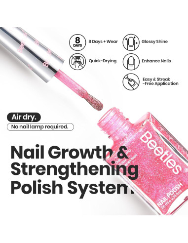 Set de Esmalte de Uñas Glitter Beetles - 6 Colores Secado Rápido