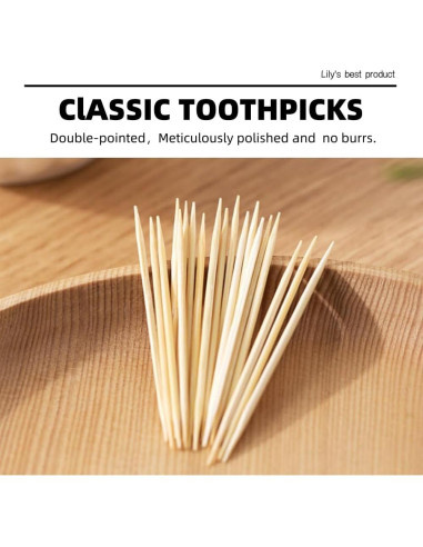 600 Palillos de Bambú Doble Punta HOPELF 6.35 cm Naturales