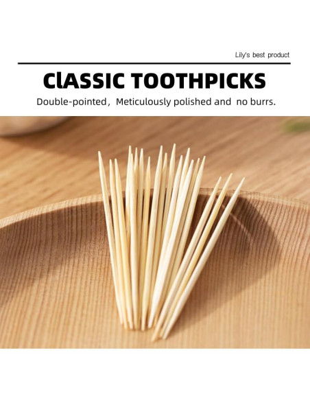 600 Palillos de Bambú Doble Punta HOPELF 6.35 cm Naturales