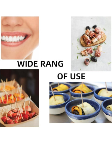 600 Palillos de Bambú Doble Punta HOPELF 6.35 cm Naturales