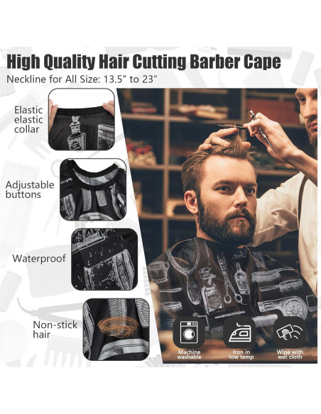 Capa de Corte NICEMOVIC 10 en 1 con Accesorios de Barbero