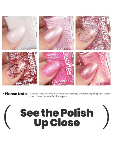 Set de Esmalte de Uñas Glitter Beetles - 6 Colores Secado Rápido