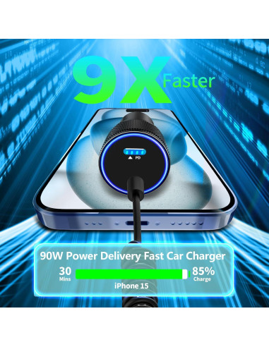 Cargador Rápido Auto Linocell 90W USB-C para iPhone 16