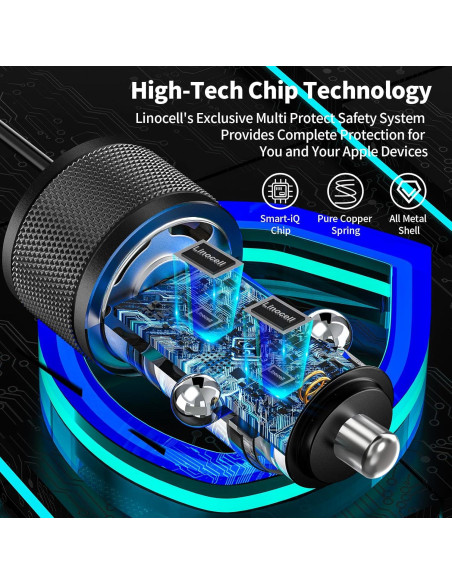 Cargador Rápido Auto Linocell 90W USB-C para iPhone 16