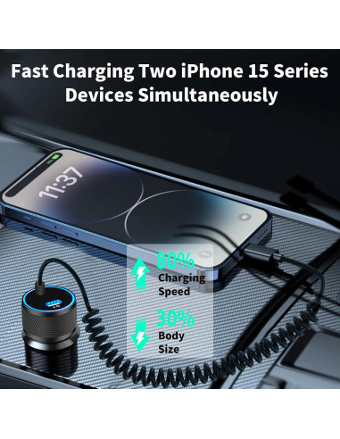 Cargador Rápido Auto Linocell 90W USB-C para iPhone 16