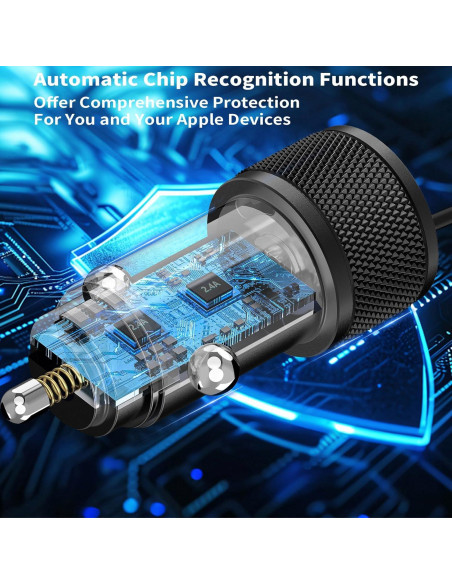 Cargador de Coche USB Linocell 4.8A + Cable Lightning 1.8m