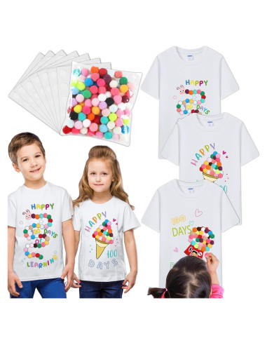 Kit de Camisetas DIY 3 Pcs 100 Día Escuela - Algodón