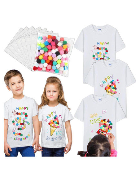 Kit de Camisetas DIY 3 Pcs 100 Día Escuela - Algodón
