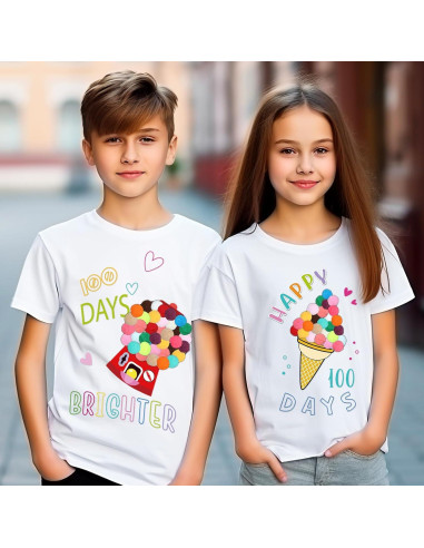 Kit de Camisetas DIY 3 Pcs 100 Día Escuela - Algodón