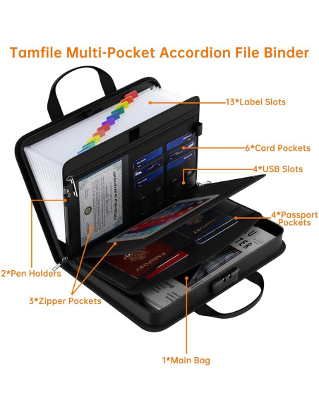 Organizador de Archivos Acordeón Ignífugo Tamfile 13 Bolsillos A4 Organizador de Archivos Acordeón Ignífugo Tamfile 13 Bolsillos A4