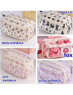 Estuche de Lápiz Kawaii VTYFRY Blanco Organizador Portátil 2