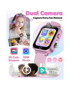 Reloj Inteligente Ziegoal W1 para Niñas Rosa con Cámara 2