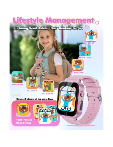 Reloj Inteligente Ziegoal W1 para Niñas Rosa con Cámara