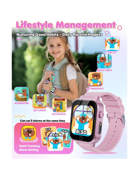 Reloj Inteligente Ziegoal W1 para Niñas Rosa con Cámara