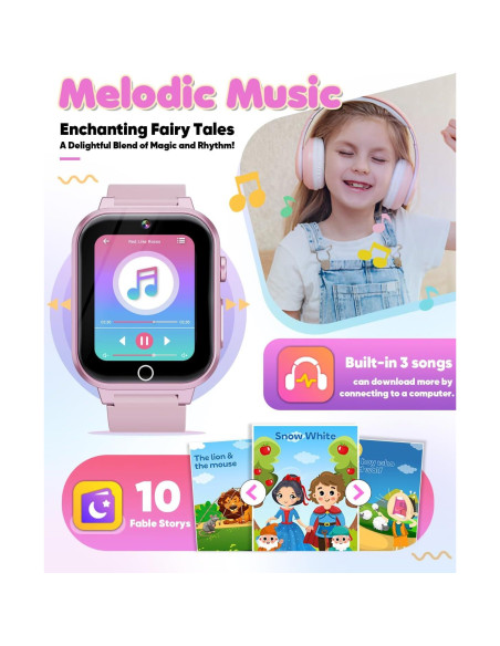 Reloj Inteligente Ziegoal W1 para Niñas Rosa con Cámara