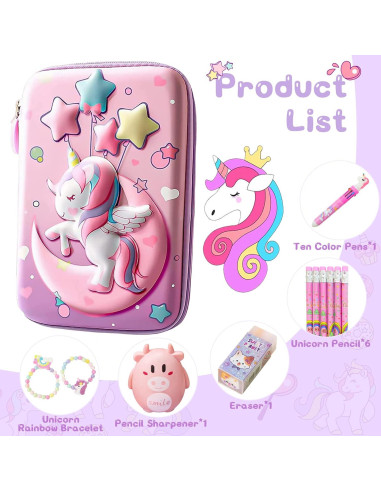 Estuche de Lápices JYPLKCMT Rosa 3D Gran Capacidad