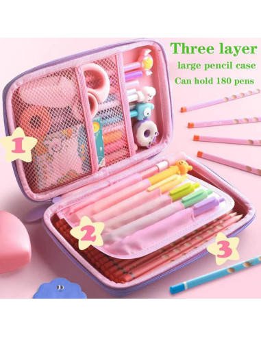 Estuche de Lápices JYPLKCMT Rosa 3D Gran Capacidad