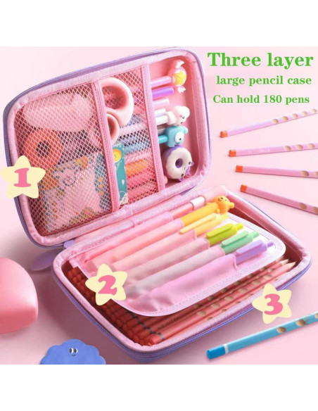 Estuche de Lápices JYPLKCMT Rosa 3D Gran Capacidad