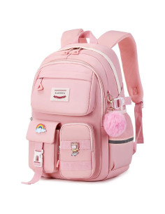 Mochila Kawaii Rosa MUSEVOS para Niñas con Múltiples Bolsillos