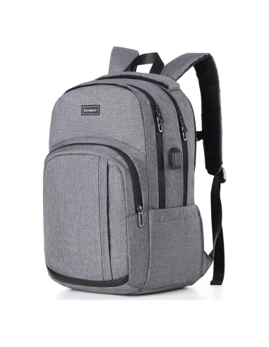 Mochila Escolar YIORMIOR Antirrobo 15.6" USB Gris Oscuro
