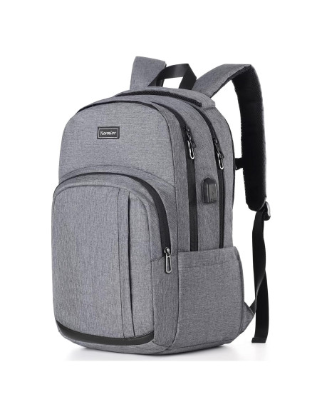 Mochila Escolar YIORMIOR Antirrobo 15.6" USB Gris Oscuro