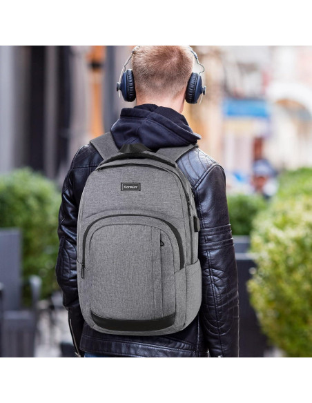 Mochila Escolar YIORMIOR Antirrobo 15.6" USB Gris Oscuro