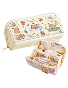 Estuche de Lápices YANDM Beige-2 Multi-Capa 26x10cm