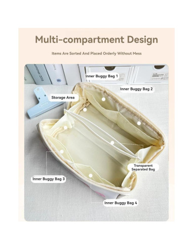 Estuche de Lápices YANDM Beige-2 Multi-Capa 26x10cm