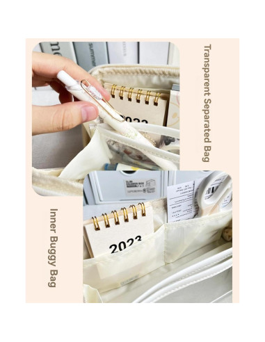 Estuche de Lápices YANDM Beige-2 Multi-Capa 26x10cm