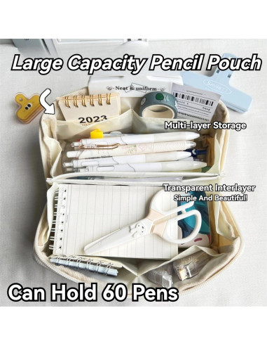 Estuche de Lápices YANDM Beige-2 Multi-Capa 26x10cm