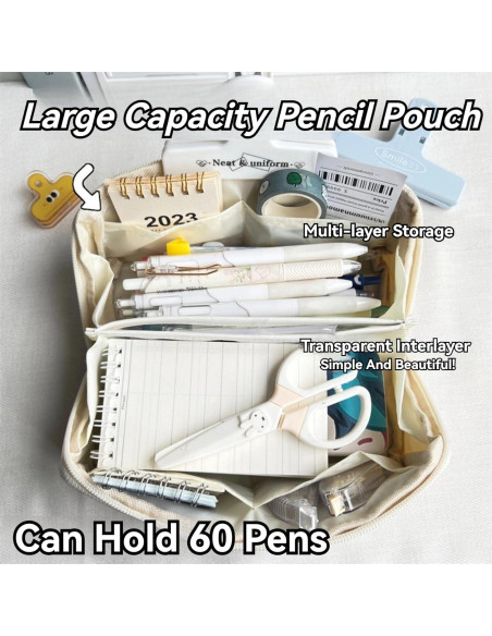 Estuche de Lápices YANDM Beige-2 Multi-Capa 26x10cm